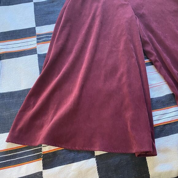 Scully Burgundy Super Wide Leg High Rise Suede Fabric Poly Pants. Size Small. - Picture 3 of 14